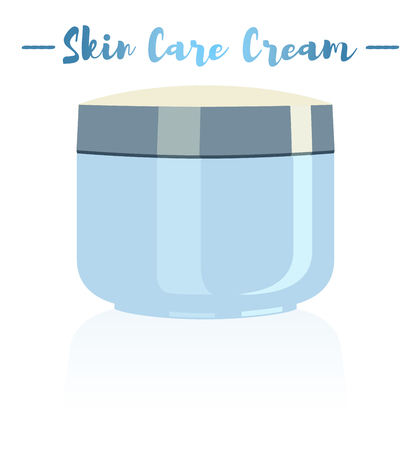 Blue vector illustration of a beauty utensil moisturizing cream pot for face.のイラスト素材