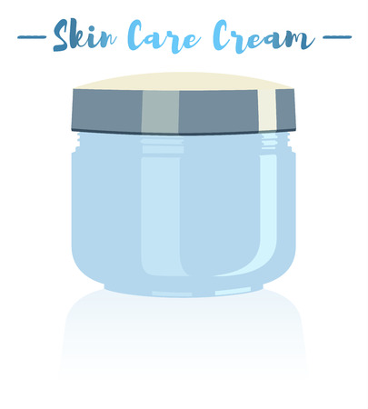 Blue vector illustration of a beauty utensil moisturizing cream pot for face.のイラスト素材