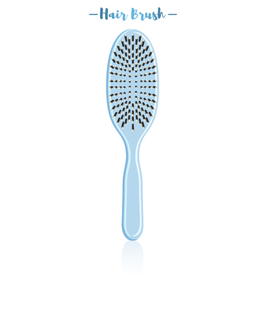 Blue vector illustration of a beauty utensil hand hair brush.のイラスト素材