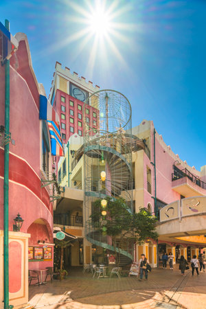 American Village, Japan - September 17, 2018: Shop Mall of the American Village of Chatan City in Okinawa island where Seaside Distortion, Fashion Oak and Depot Island Seaside buildings are locatedのeditorial素材