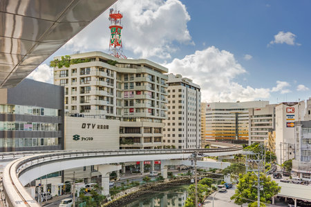 NAHA, JAPAN - September 14, 2018: Naha city monorail in Okinawa islandのeditorial素材