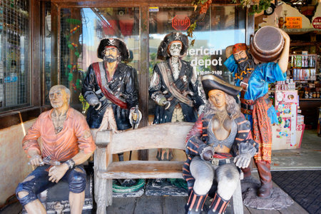 Okinawa, Japan - September 14, 2018: Pirates fashion dolls in the shop mall of the American village of Chatan City in Okinawa where Seaside Distortion, Oak Fashion and Seaside Island Depot are locatedのeditorial素材