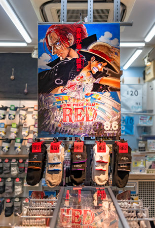 tokyo, nakano - september 13 2022: Japanese sock shop selling socks in collaboration with the manga...