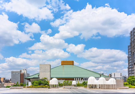 tokyo, ryogoku - may 17 2024: Side view of the RyÅgoku Kokugikan also known as RyÅgoku Sumo Hall or Kokugikan Arena dedicated to Sumo sports which tournaments are held in January, May and September.のeditorial素材