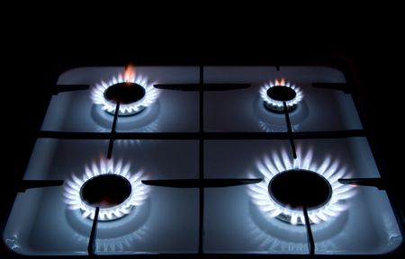 Blue flames of gas stove