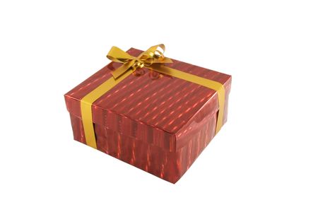 Red gift box isolated on the whiteの写真素材