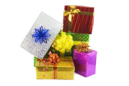 Many gift boxes isolated on the white