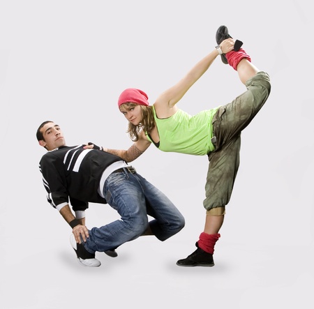 Teenagers dancing breakdance in action Teenagers dancing breakdance in action