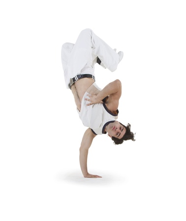 Teenager dancing breakdance in action