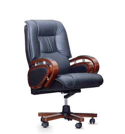 The office chair from black leather. Isolatedの写真素材