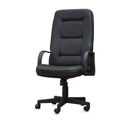 The office chair from black leather. Isolatedの写真素材