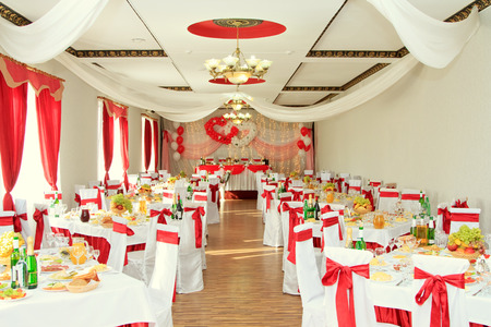 banquet hall or other function facility set for fine diningのeditorial素材