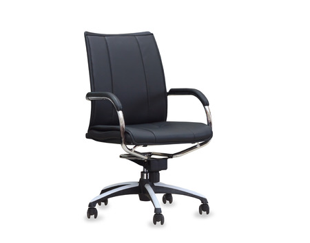 The office chair from black leather. Isolatedの写真素材