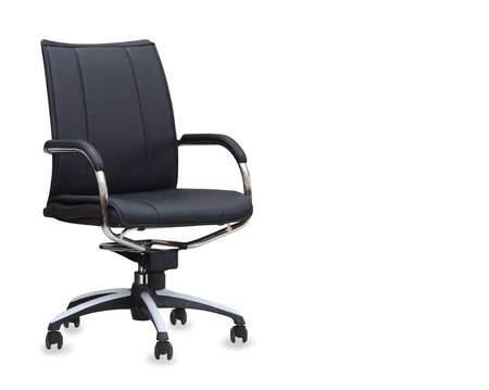 The office chair from black leather. Isolatedの写真素材