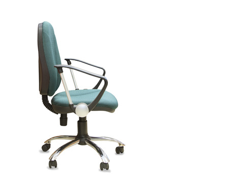 Modern office chair from green cloth isolated over whiteの写真素材