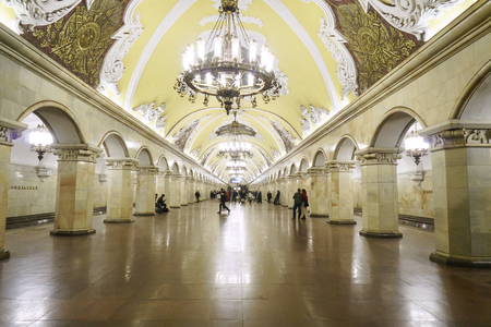 Moscow, Russian Federation - March 17, 2017: Komsomolskaya station in metroのeditorial素材