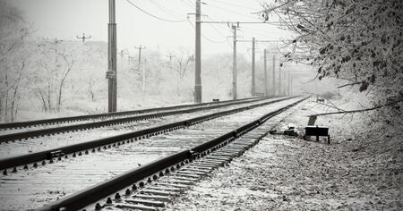 Urban Railroad at winter day