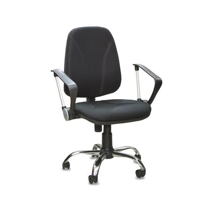 The office chair from black textile. Isolated over whiteの写真素材