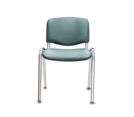 The office chair from green leather. Isolated over whiteの写真素材