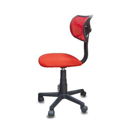 The office chair from red cloth. Isolated over whiteの写真素材