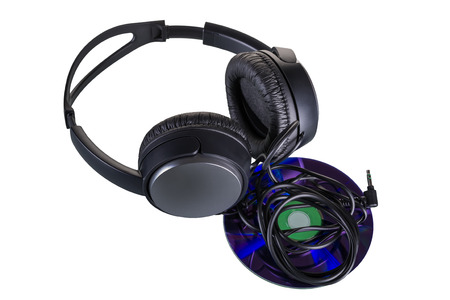 Headphones with a music CDの写真素材