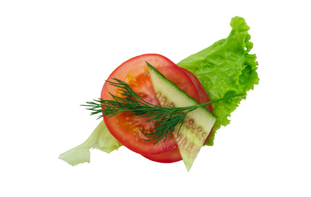 lie on a salad leaf vegetablesの写真素材