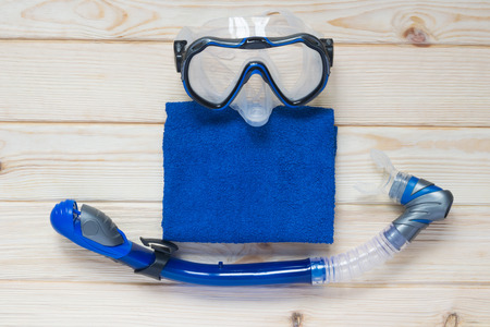 Equipment for swimming with a towelの写真素材