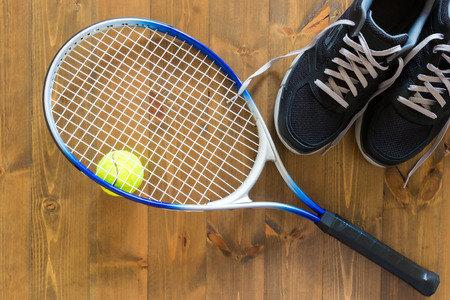 Classic set for practicing big tennis readyの写真素材