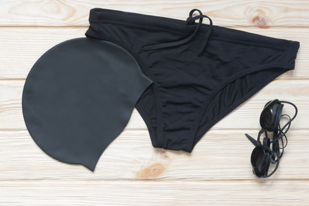 set to swim in the Black Poolの写真素材