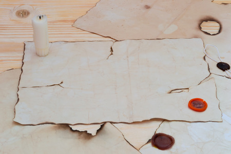empty old paper and candle-endの写真素材