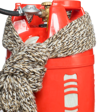 scarf tied on a red gas tankの写真素材