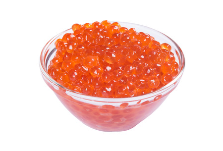 red caviar in the glass on white backgroundの写真素材