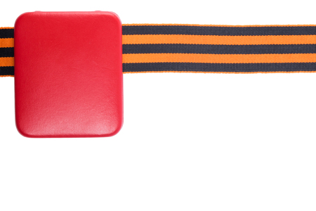 St. George ribbon with on a white background and a red boxの写真素材