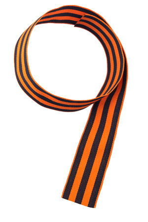 George ribbon beautifully lies in the shape of nine, isolate on a white backgroundの写真素材