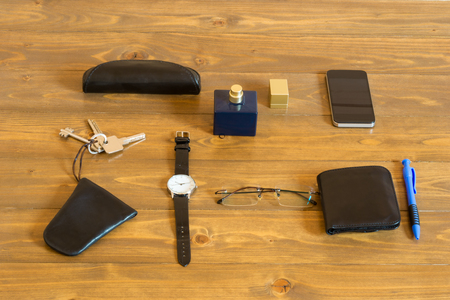 the concept of male things for business, tidy on the tableの写真素材