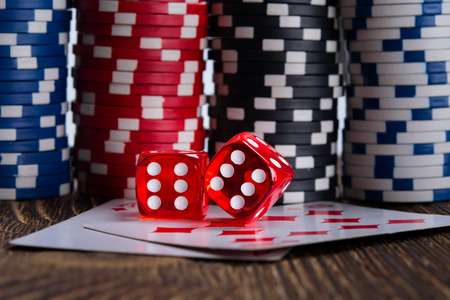 Background for gambling for money, a large wall of chips to play in the casinoの写真素材