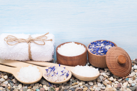set sea salt for the skin of the body and things for the spaの写真素材