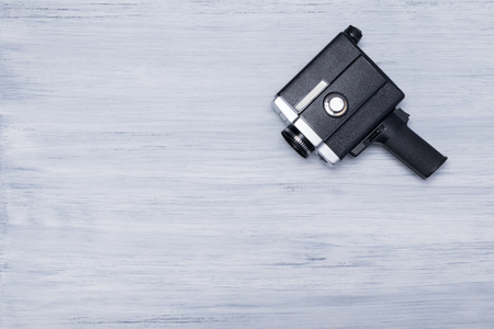 old video camera on a light gray backgroundの写真素材