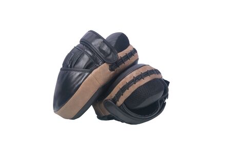 close-up, paws, for practicing blows in sports, Boxing, on a white backgroundの写真素材