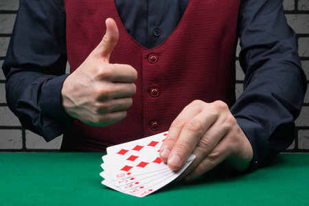the dealer shows a cool combination of cards to win poker