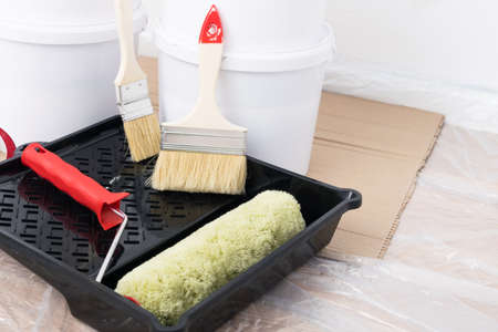 equipment for applying paint to the surface, close-upの写真素材