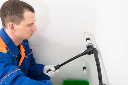 repairs XLPE pipes with a special toolの写真素材