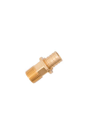 copper coupling for plastic pipes with thread, for connecting hosesの写真素材
