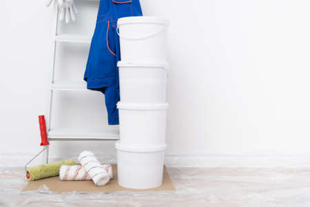 a set of things and equipment for painting wallsの写真素材