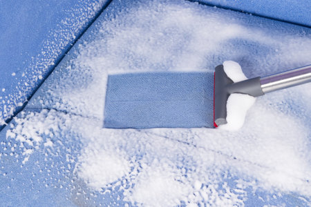 a vacuum cleaner brush removes the cleaning agent from the surface of upholstered furnitureの写真素材