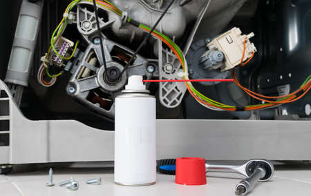 WD for proper operation of motor bearings and clamp, washing machine wheelの写真素材