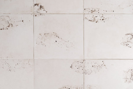 shoe sole marks on the floor of ceramic tiles