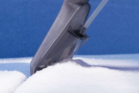 furniture upholstery washing equipment brush collects foam, closeupの写真素材