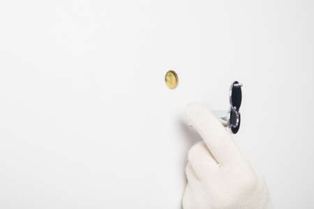 installation of a peephole, close-up viewの写真素材