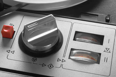 switch of an old magnetic tape recorder, close-upの写真素材